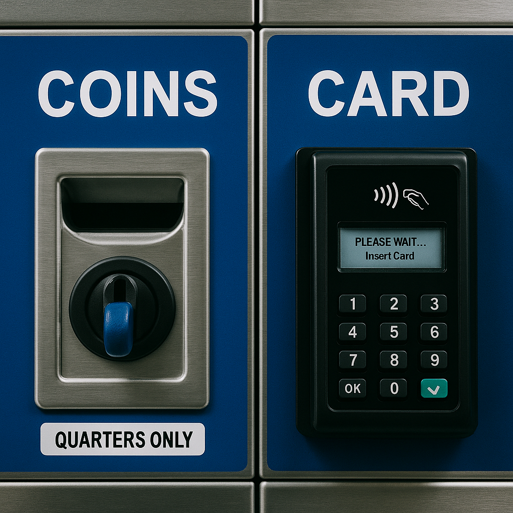 Comparison of coin-operated vs card-operated laundromat payment methods