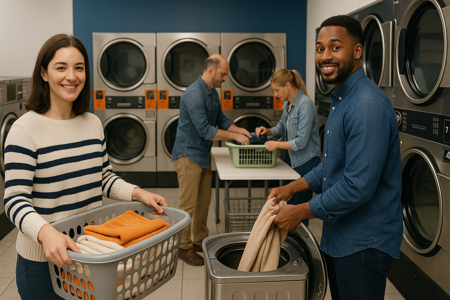 Laundromat etiquette guide showing proper laundry behavior and courtesy